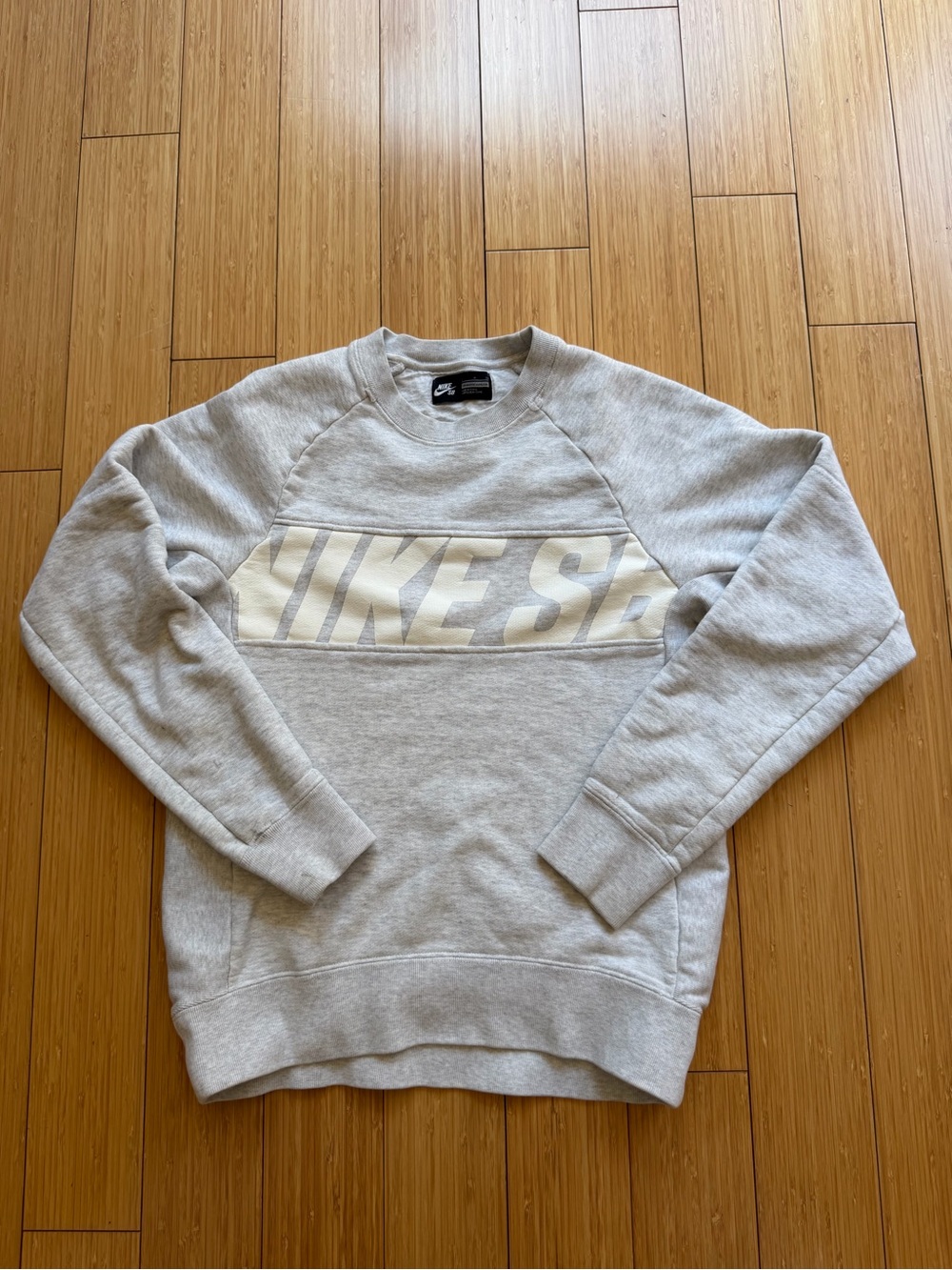 Nike Light Gray SB Crewneck Sweatshirt with White Logo
